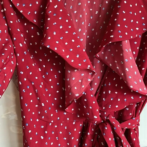 Storets Red White And Blue Ditsy Wrap Dress