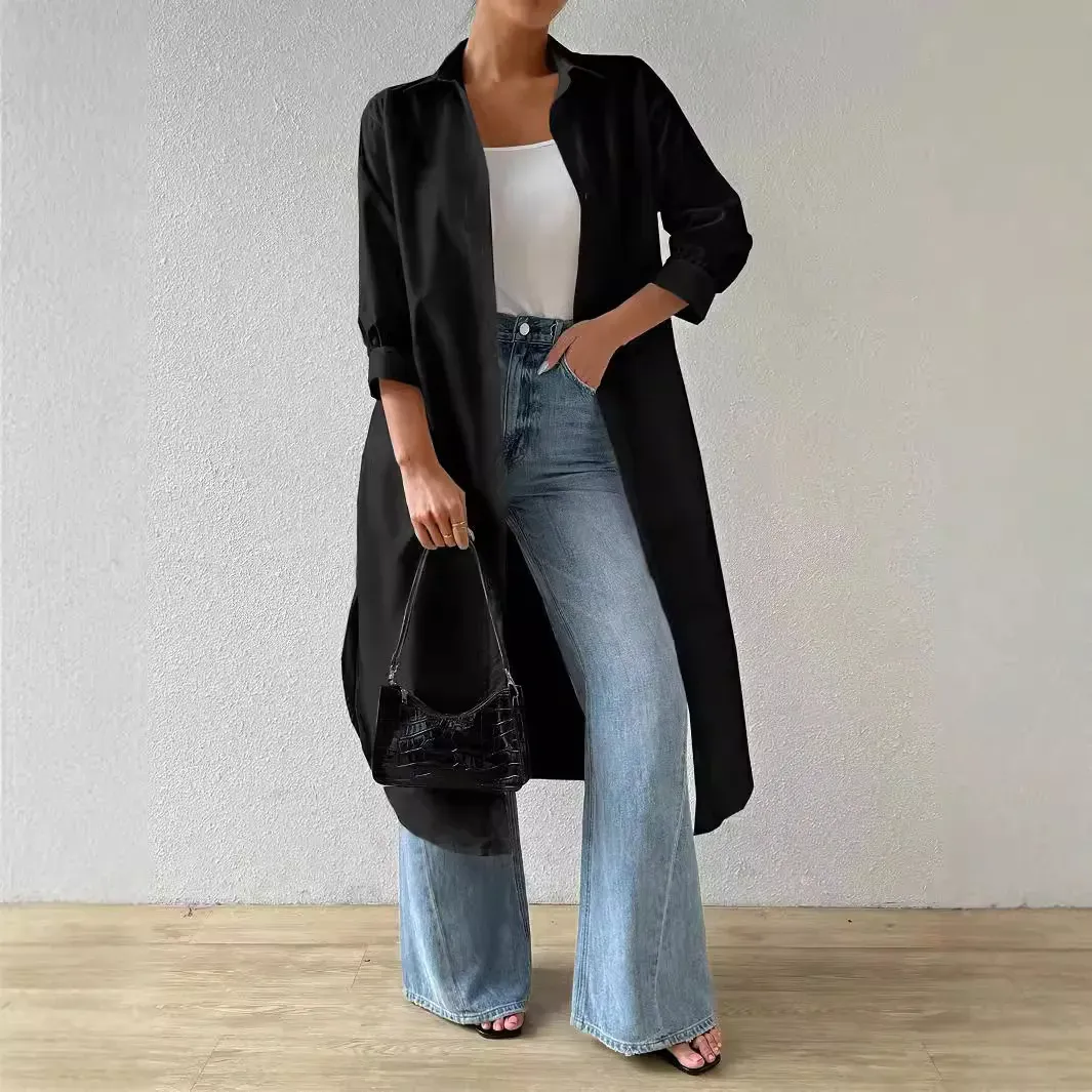 StrideSavvy Longline Button-Up Shirt Dress