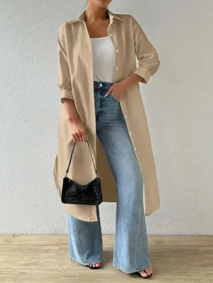 StrideSavvy Longline Button-Up Shirt Dress