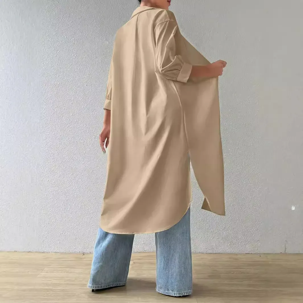 StrideSavvy Longline Button-Up Shirt Dress
