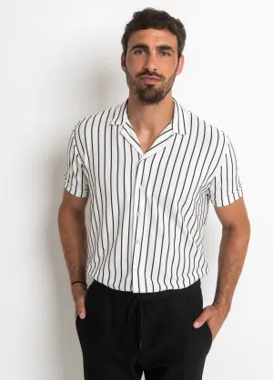 Striped button-up polo shirt style