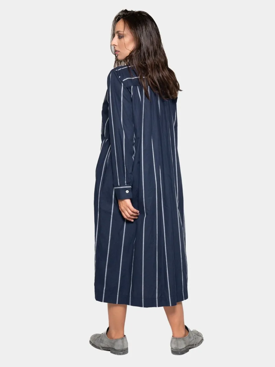 Striped Cotton Midi Shirt Dress