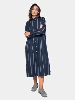 Striped Cotton Midi Shirt Dress