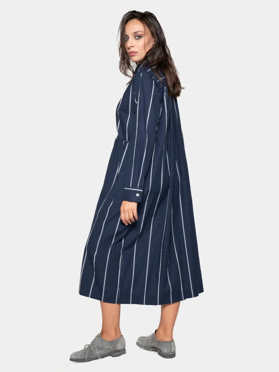 Striped Cotton Midi Shirt Dress