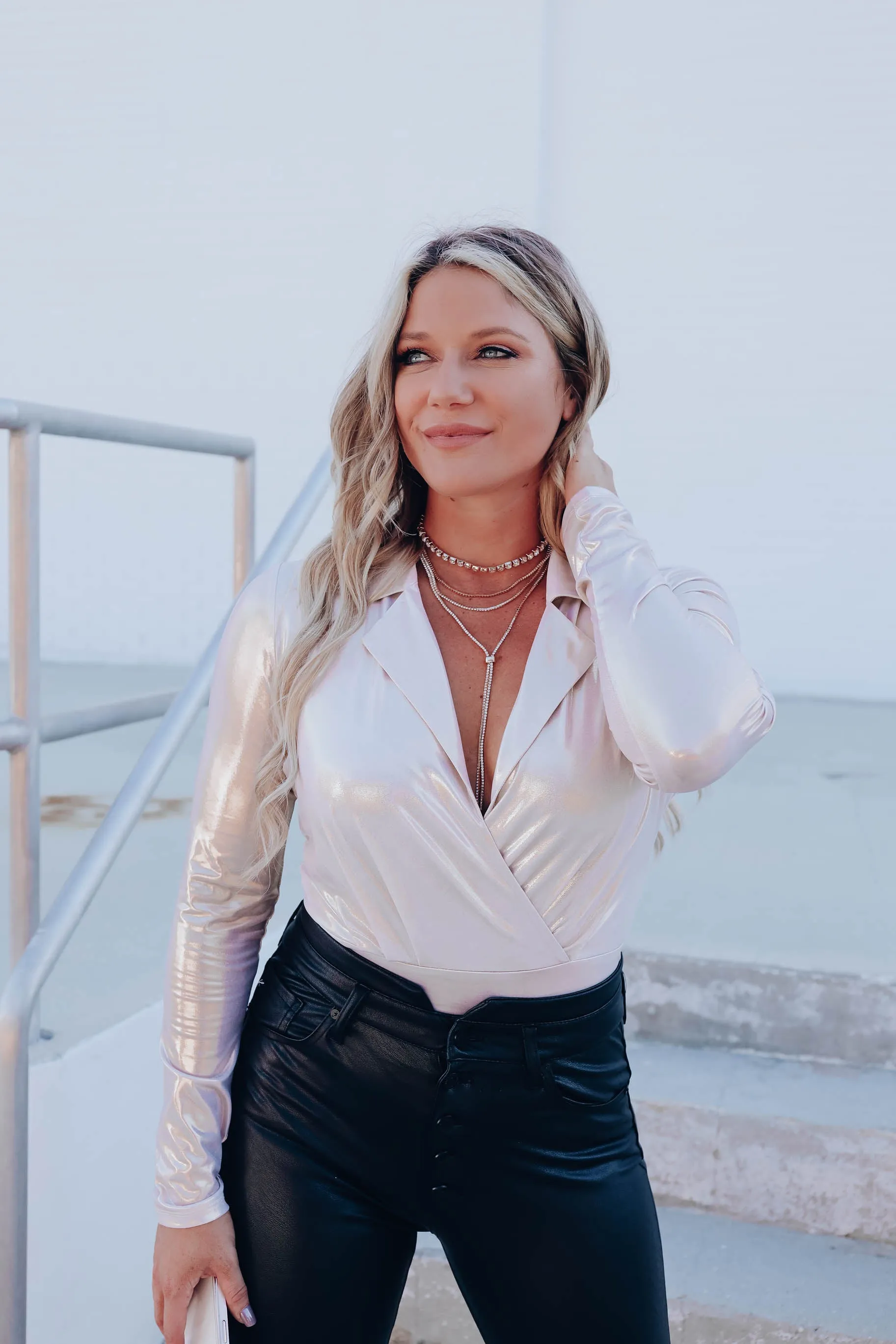 Style Muse Champagne Lamé Bodysuit