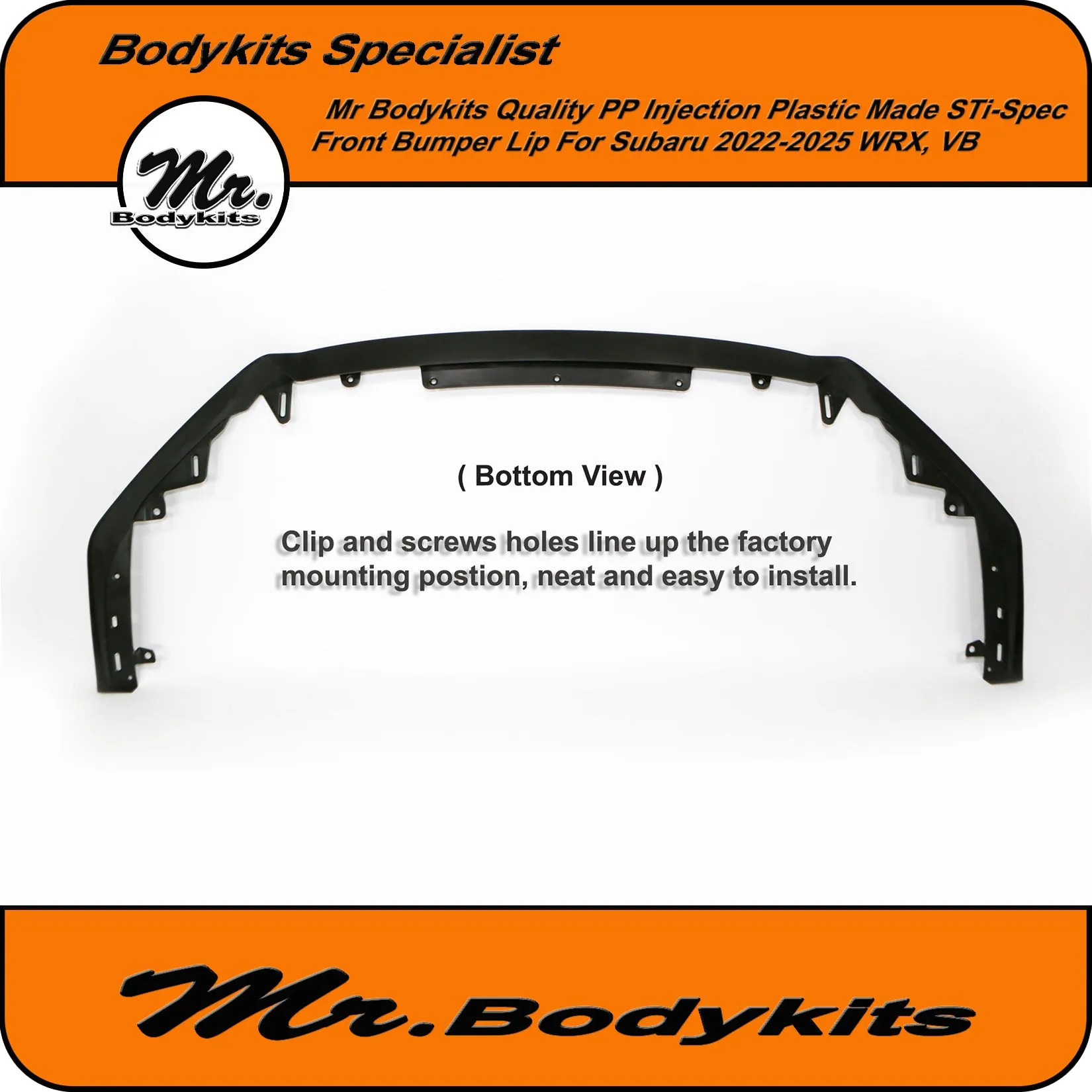Subaru Impreza WRX 2022-2024 Sedan Front Bumper Lip Splitter, OEM Quality PP Injection Made, VB