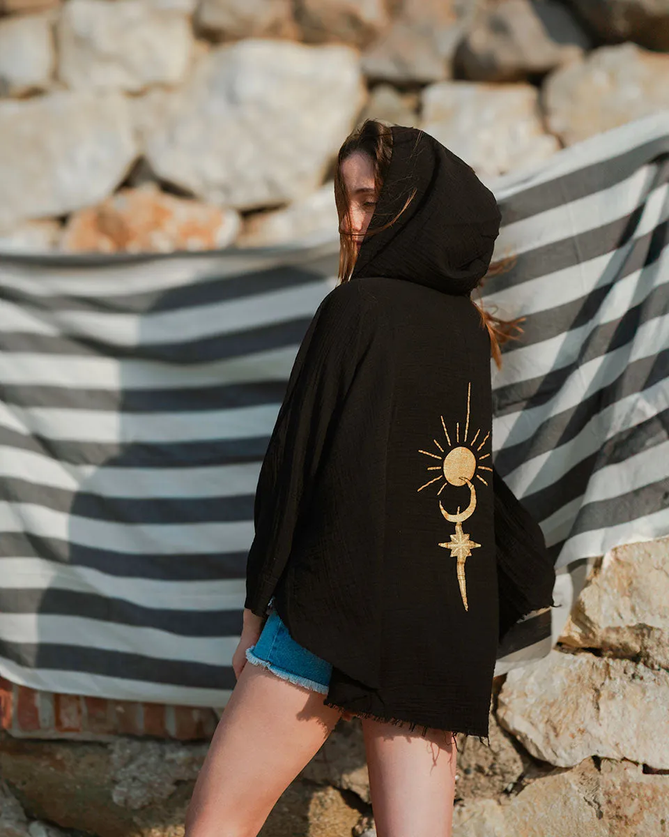 Sun and Moon Hooded Kimono Duster