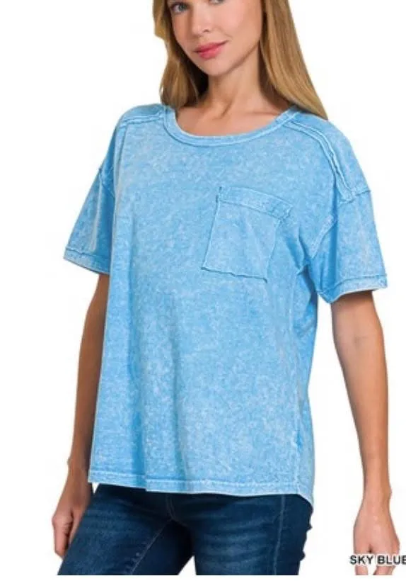 SUNNY MINERAL WASHED ZENANA POCKET TEE