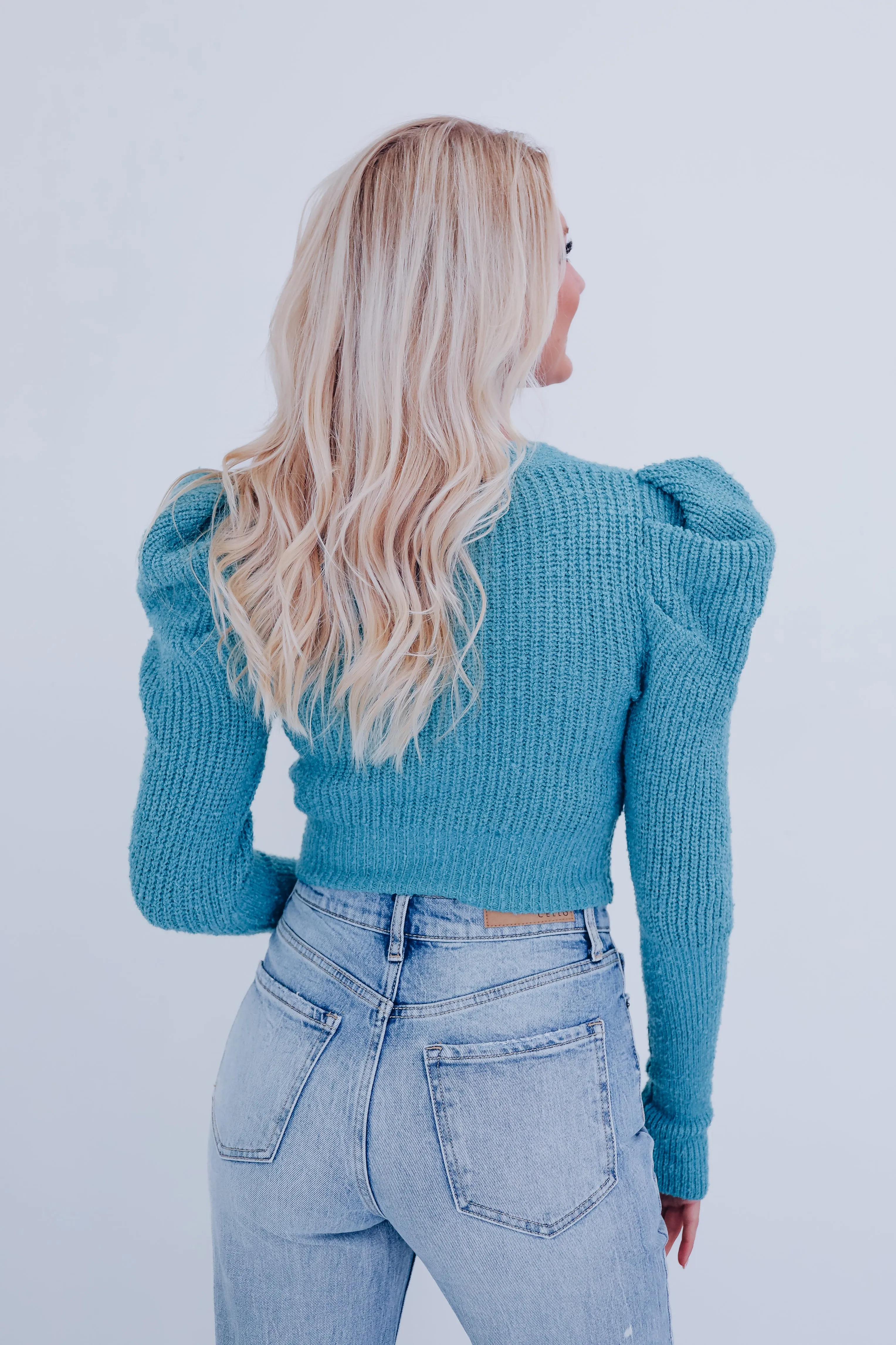 Sweeter Things Puff Sleeve Sweater - Teal