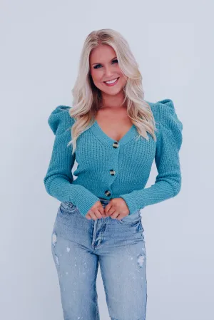 Sweeter Things Puff Sleeve Sweater - Teal