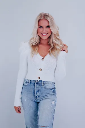 Sweeter Things Puff Sleeve Sweater - White