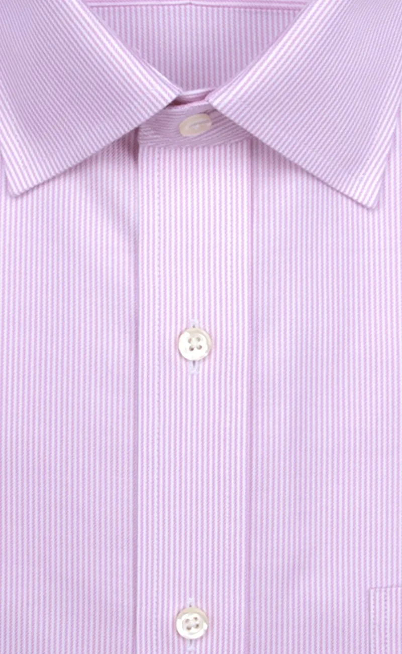 Tailored Fit Pink Stripe Spread Collar Supima® Cotton Non-Iron Twill Dress Shirt