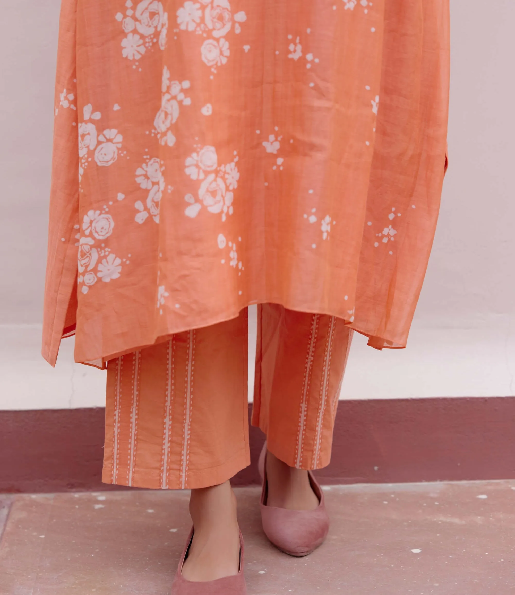 Tangerine printed kurta and pants