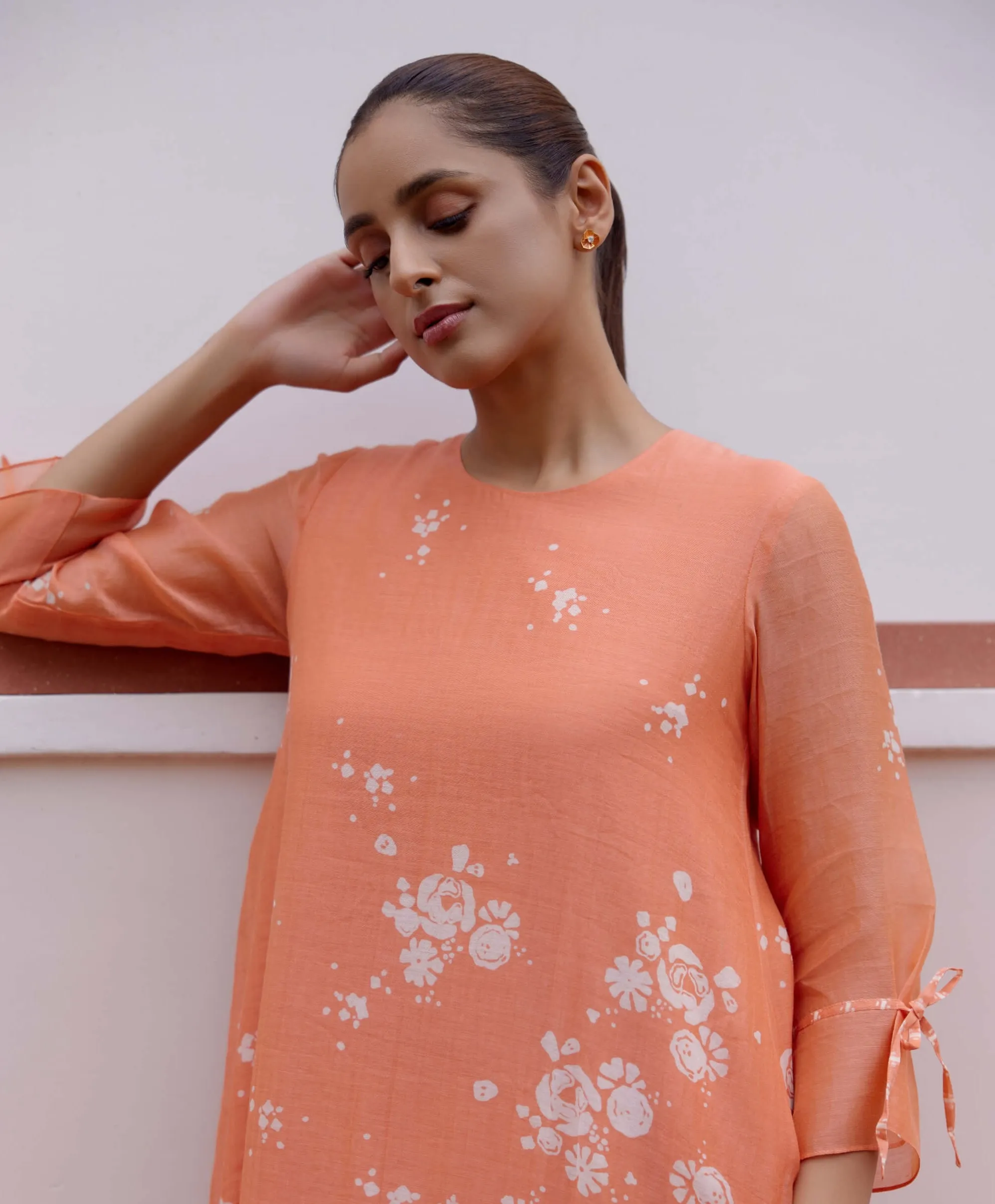 Tangerine printed kurta and pants