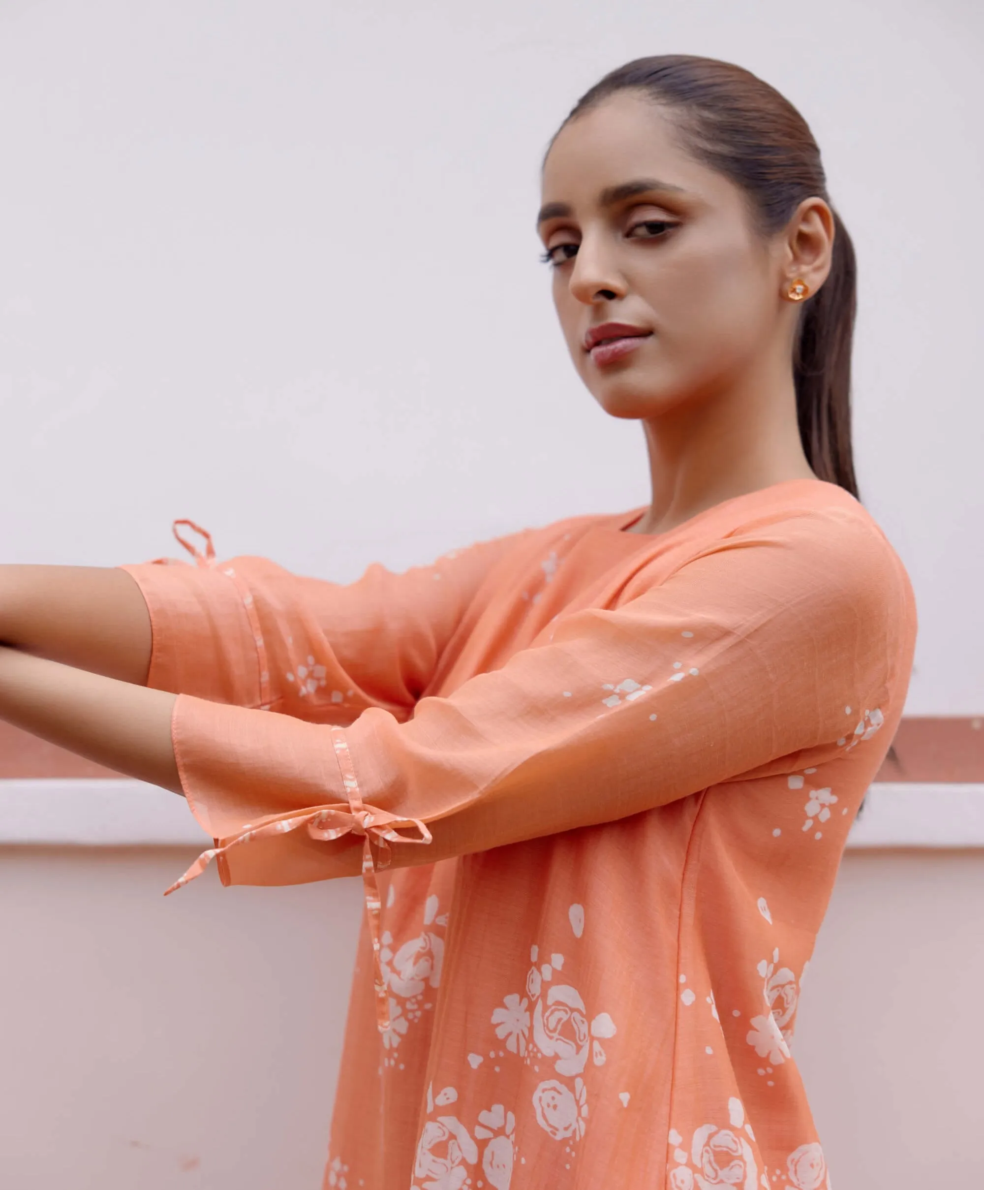 Tangerine printed kurta and pants