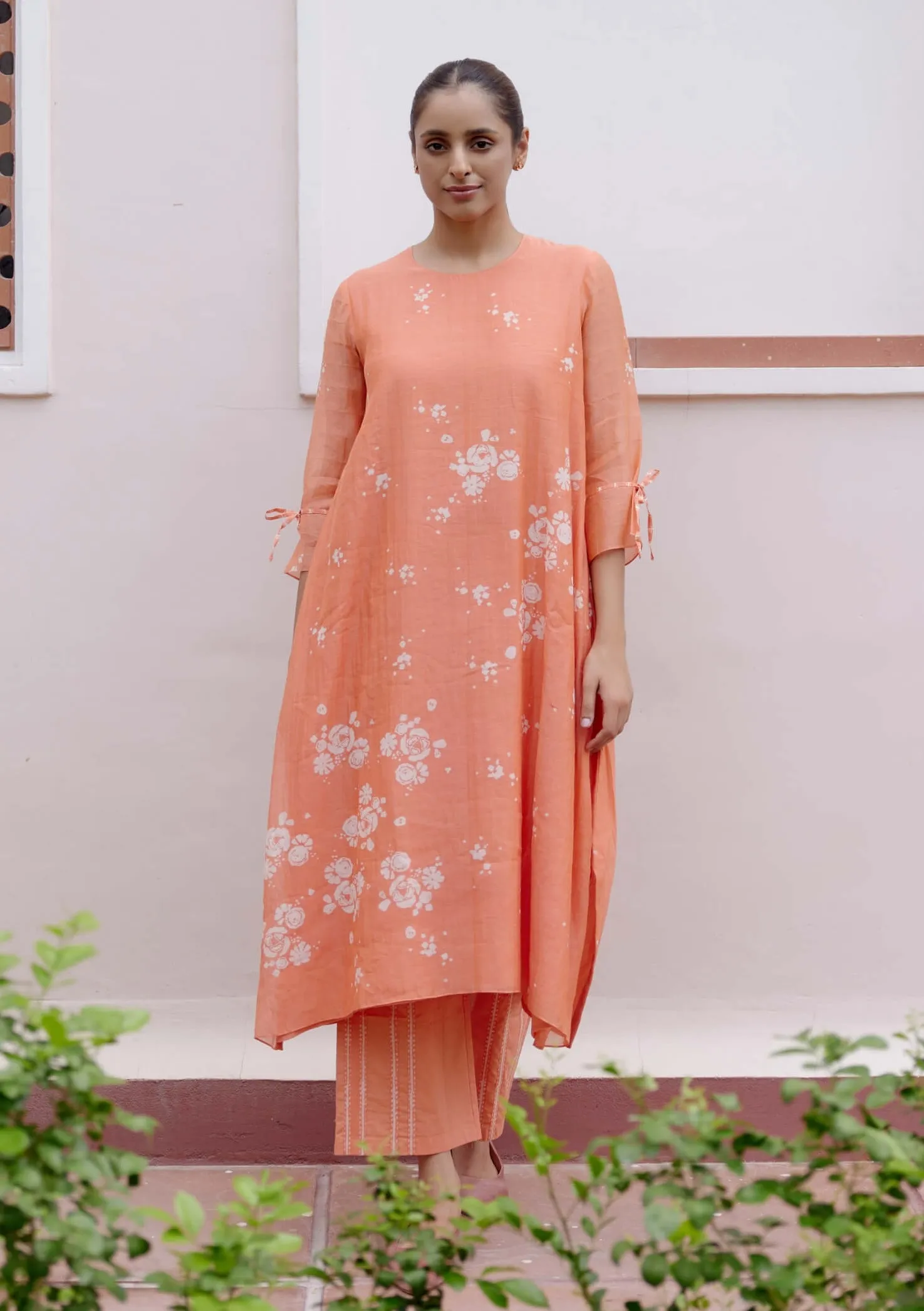 Tangerine printed kurta and pants