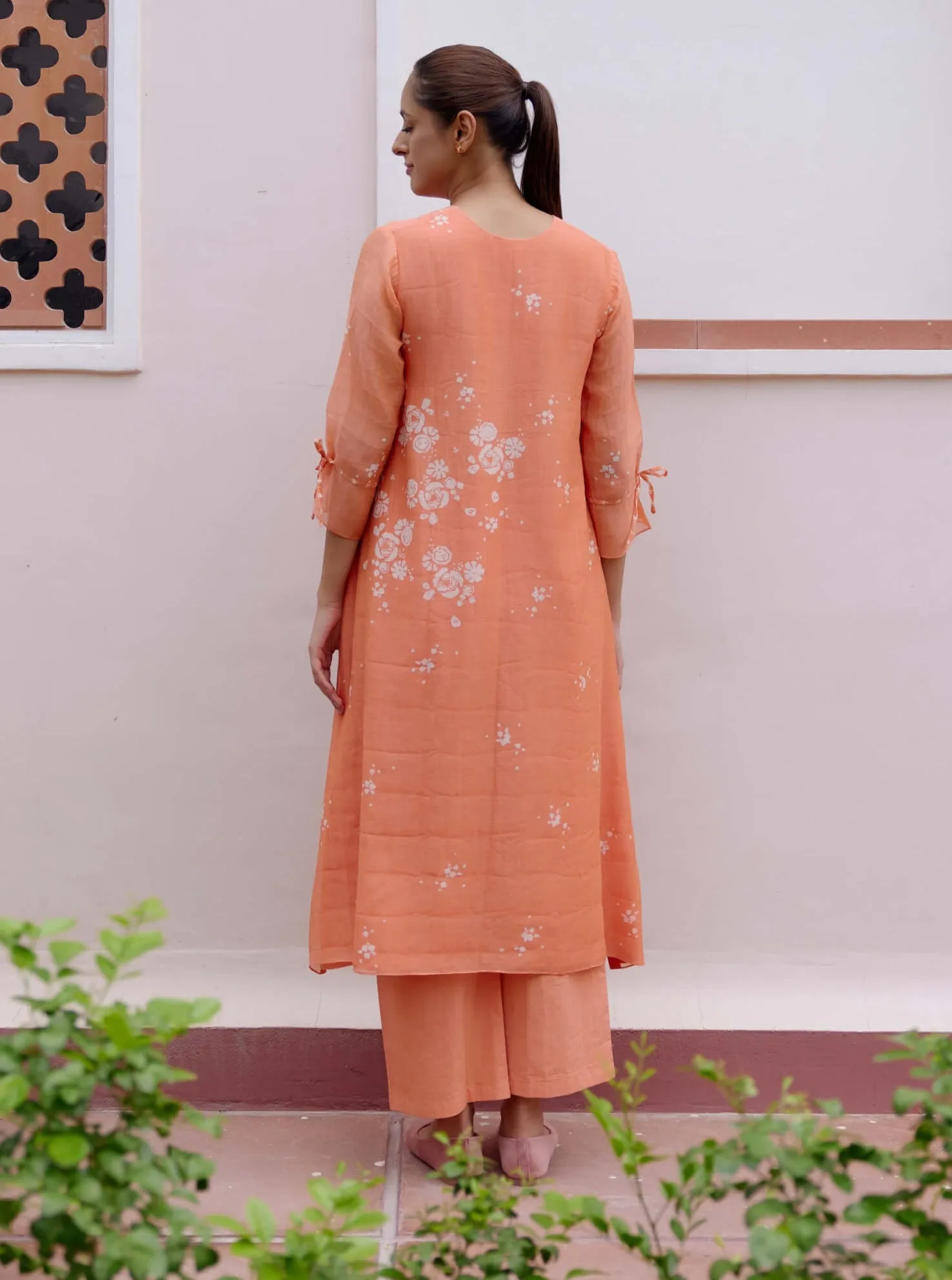 Tangerine printed kurta and pants