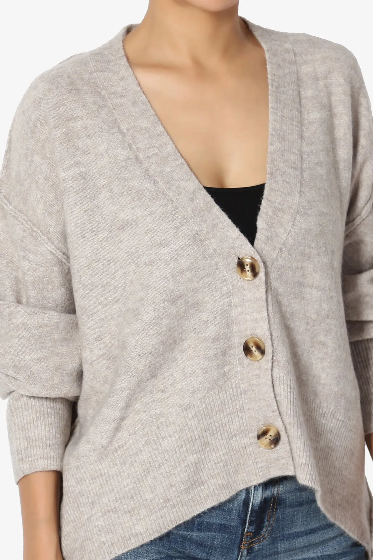 Taryn Loose Melange Knit Crop Cardigan