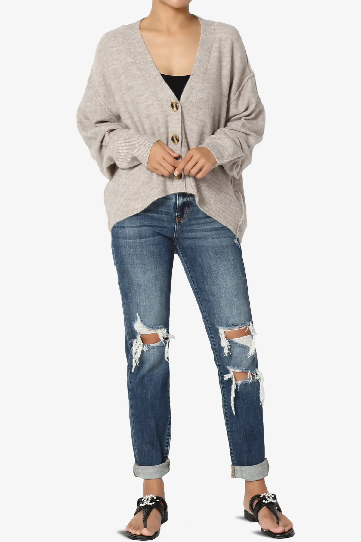 Taryn Loose Melange Knit Crop Cardigan