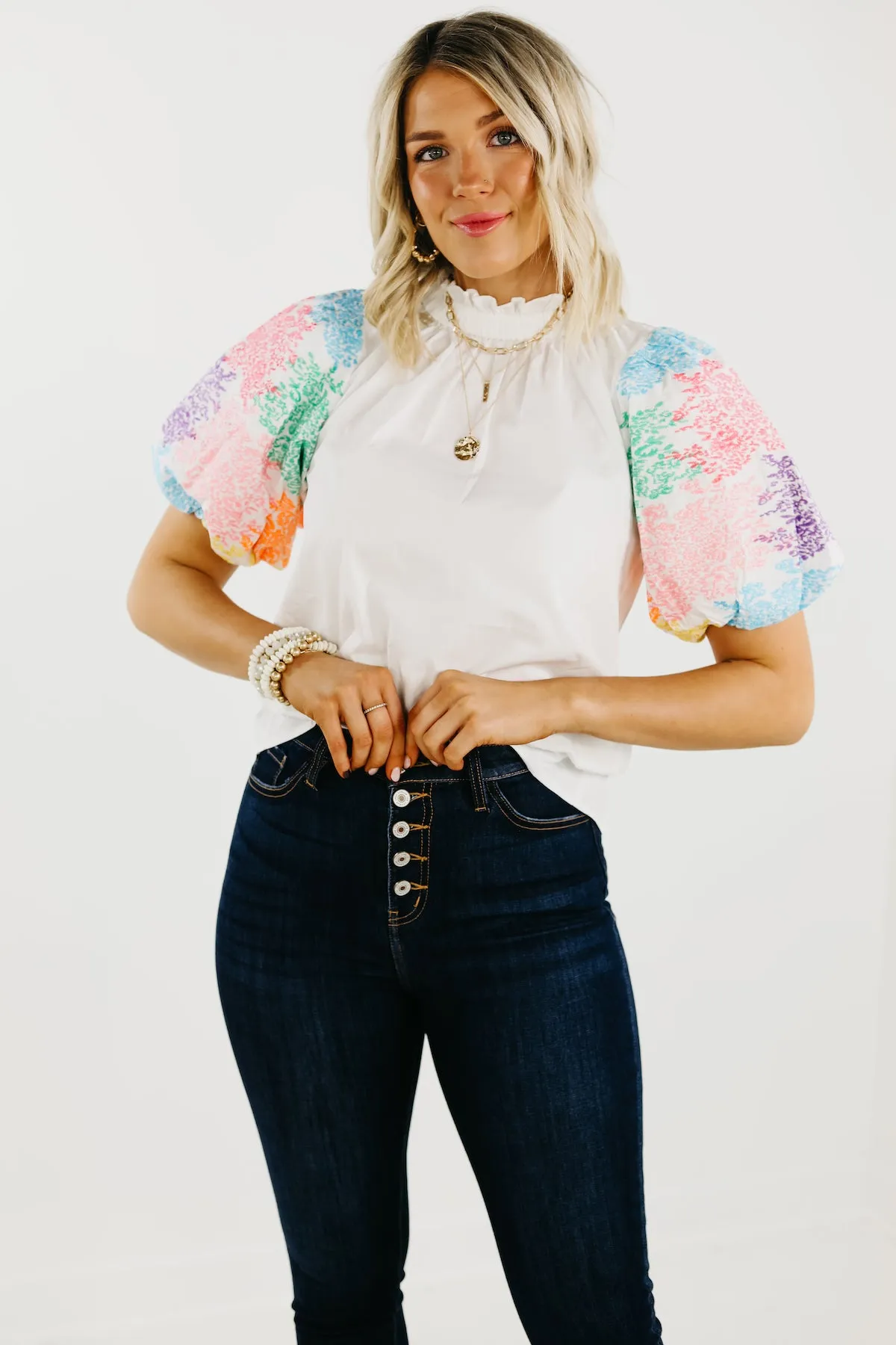 The Journey Embroidered Balloon Sleeve Blouse - FINAL SALE