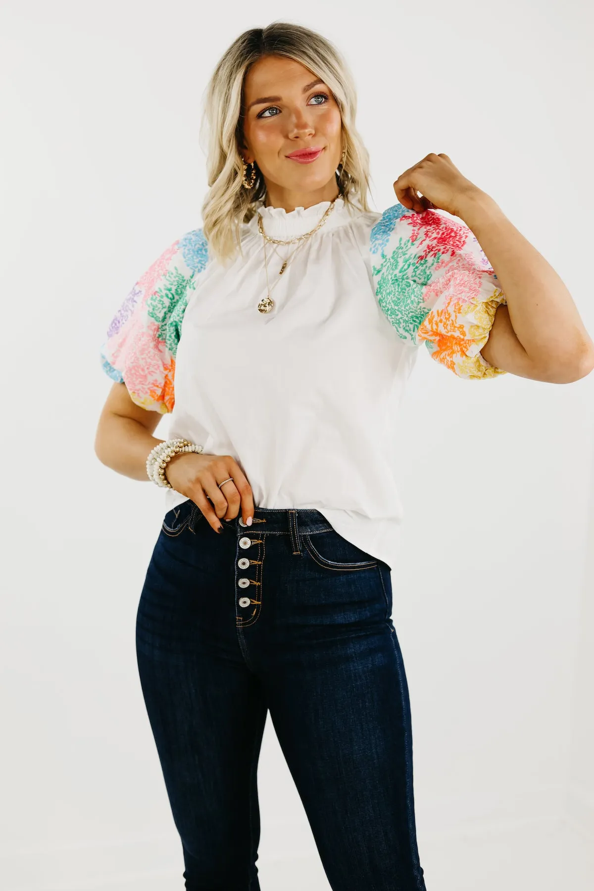 The Journey Embroidered Balloon Sleeve Blouse - FINAL SALE
