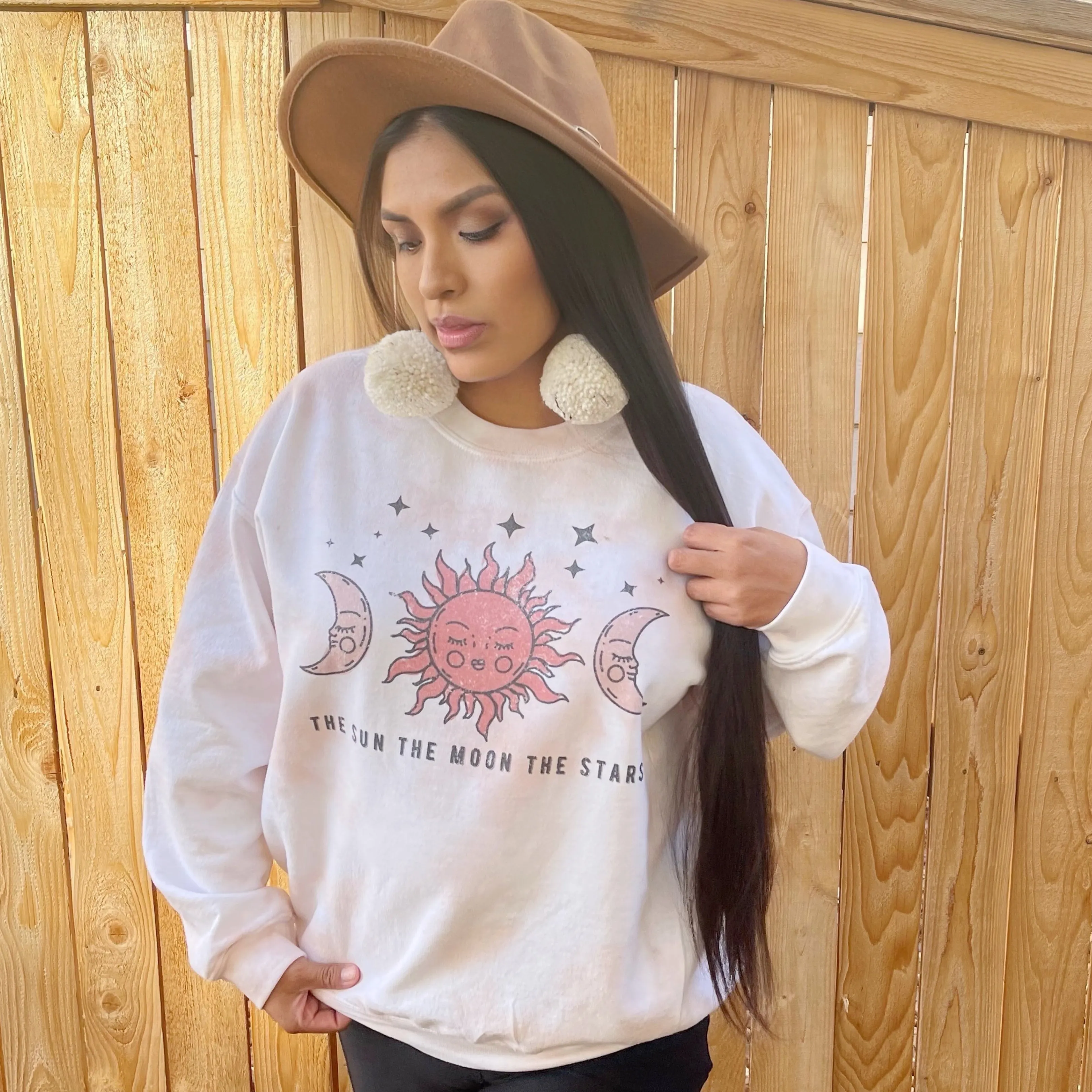 The Sun The Moon The Stars- Celestial Earth Tones Tie Dye Sweatshirt