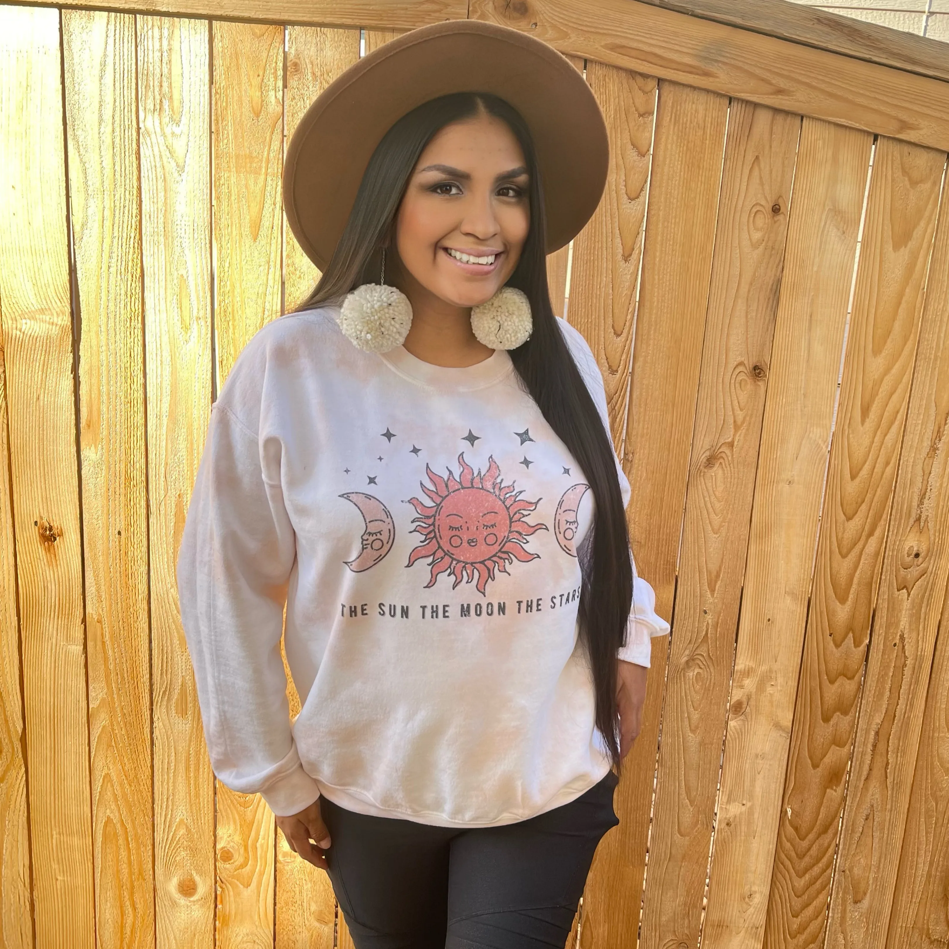 The Sun The Moon The Stars- Celestial Earth Tones Tie Dye Sweatshirt