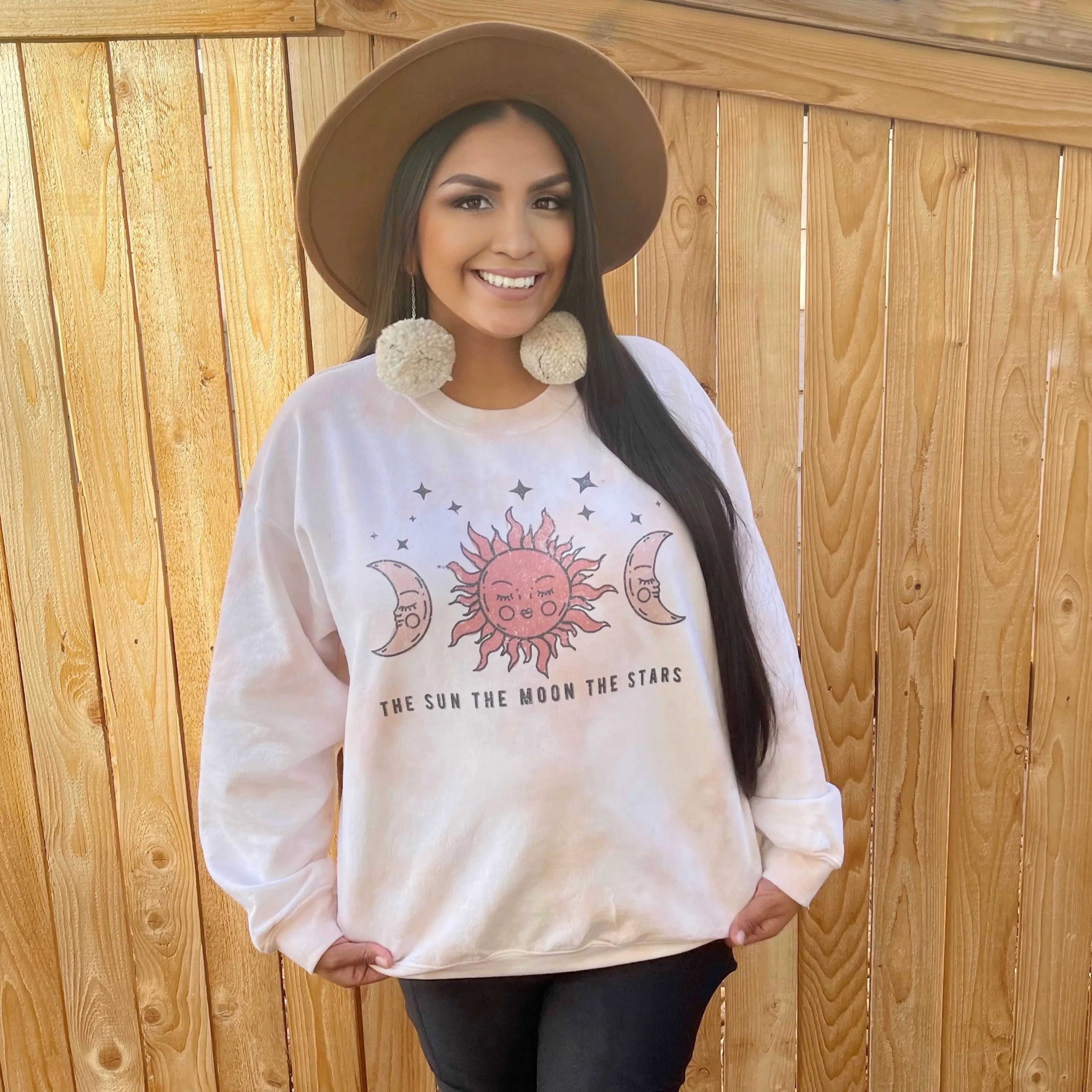 The Sun The Moon The Stars- Celestial Earth Tones Tie Dye Sweatshirt