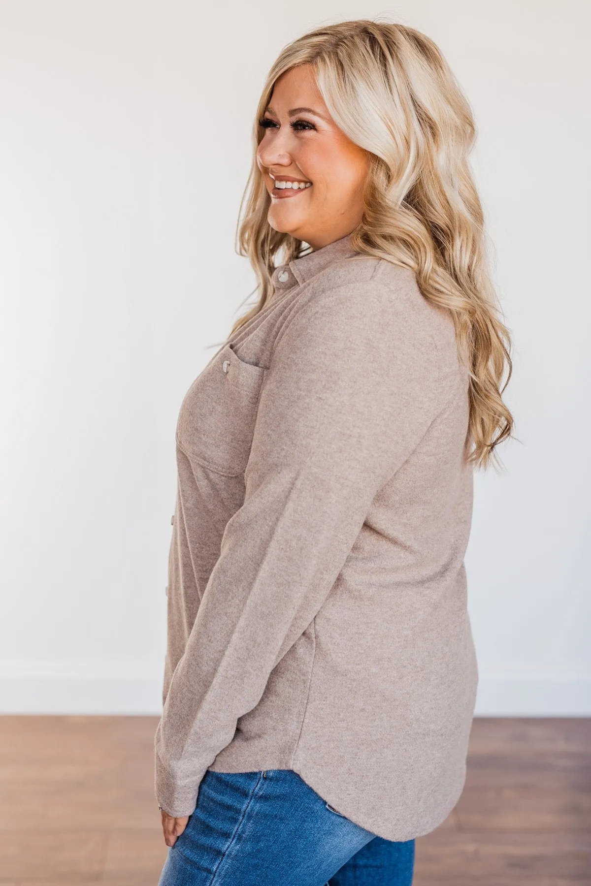 Thread & Supply Free Falling Lightweight Button Down Jacket- Taupe