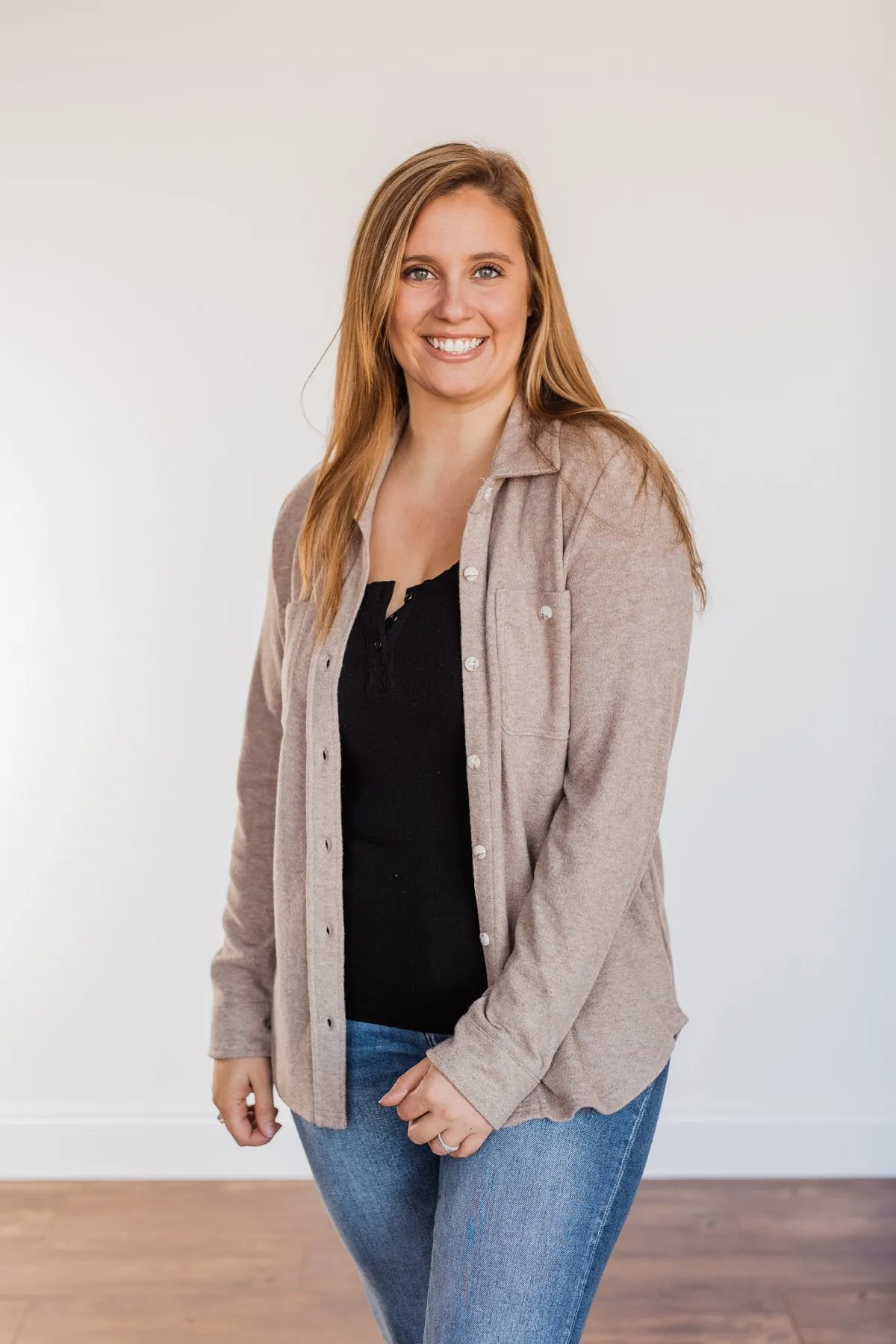 Thread & Supply Free Falling Lightweight Button Down Jacket- Taupe