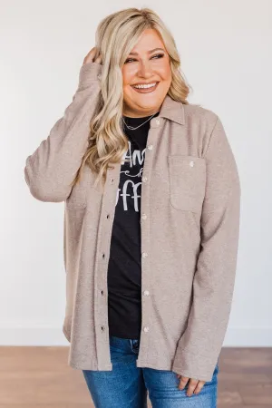 Thread & Supply Free Falling Lightweight Button Down Jacket- Taupe
