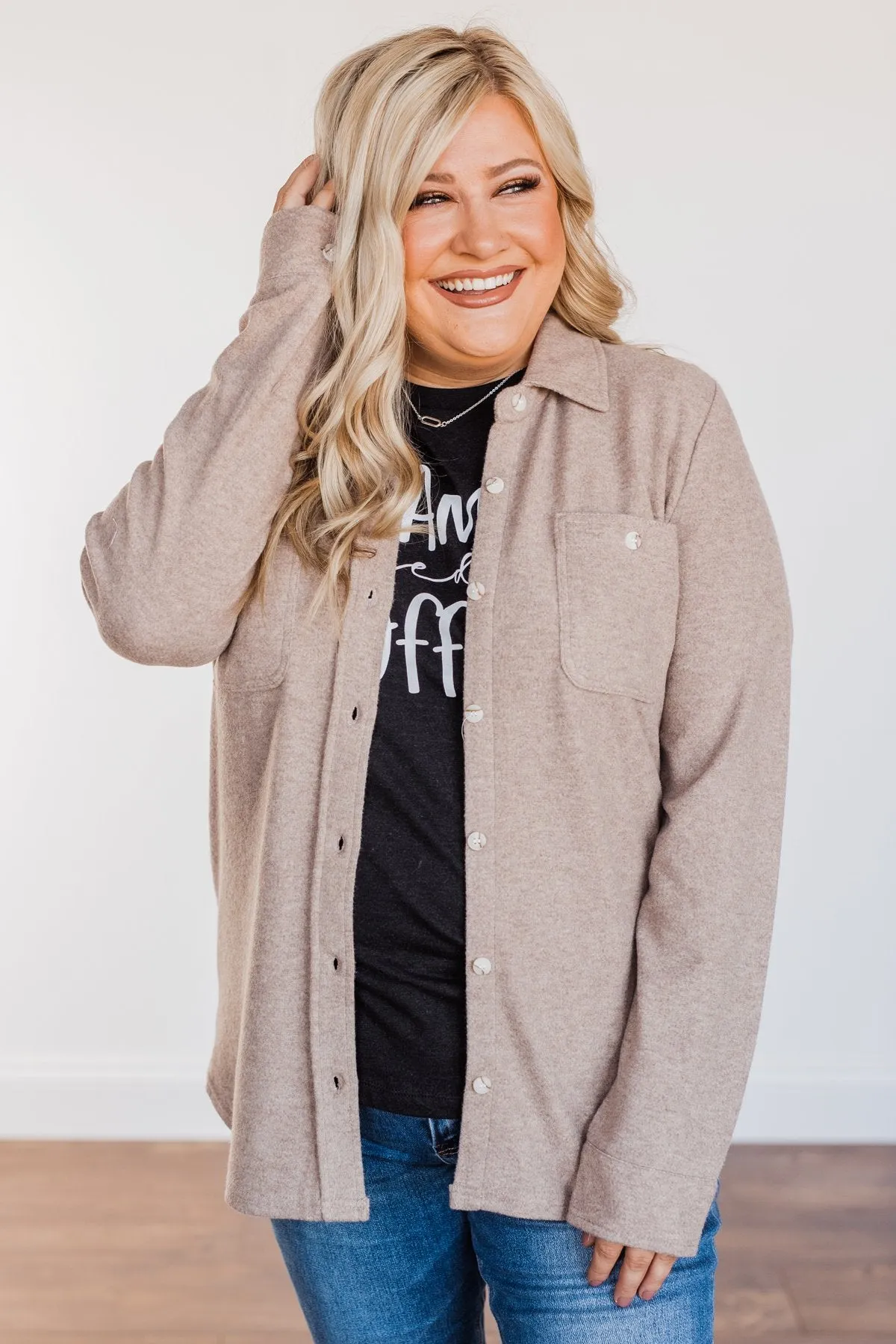 Thread & Supply Free Falling Lightweight Button Down Jacket- Taupe