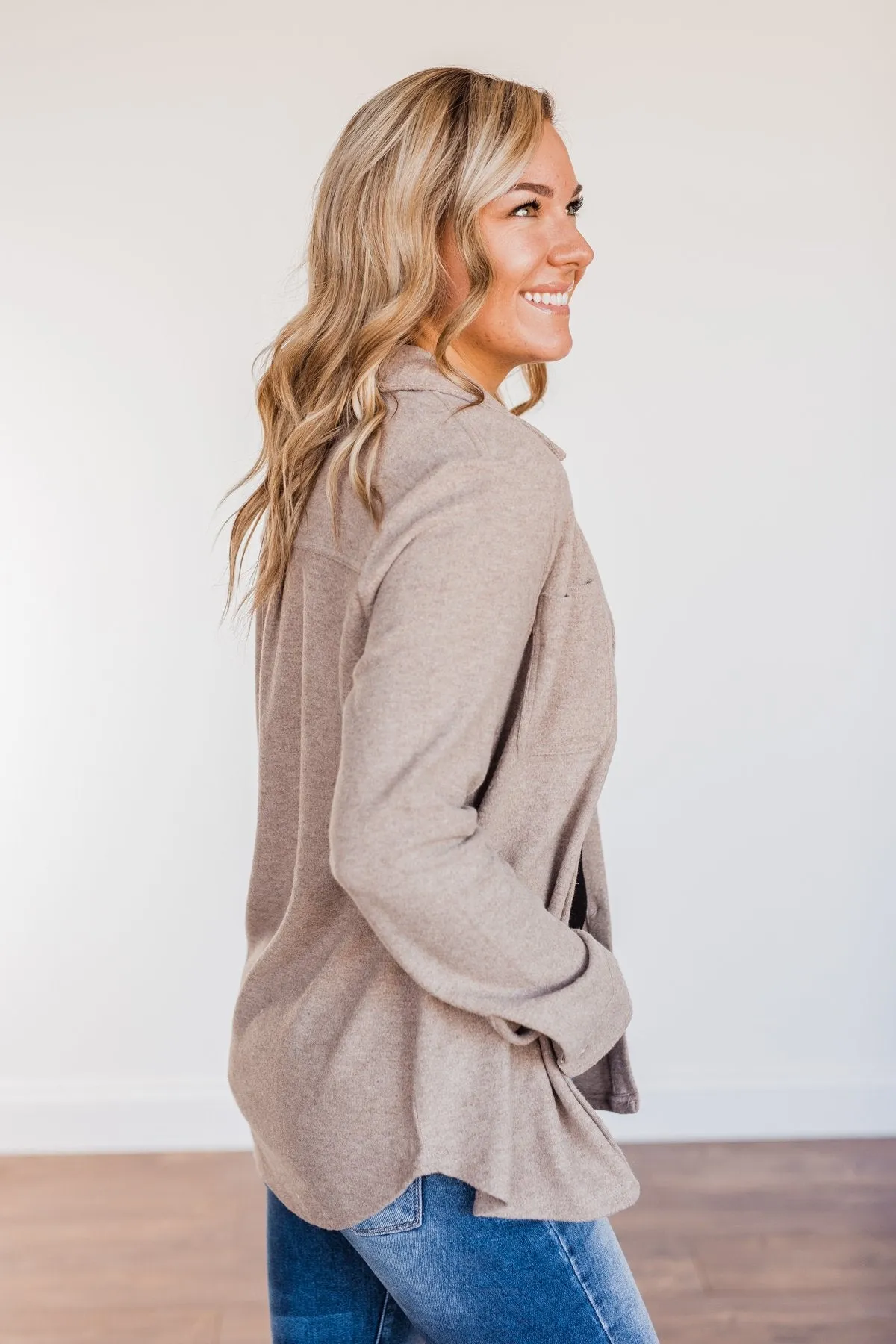Thread & Supply Free Falling Lightweight Button Down Jacket- Taupe