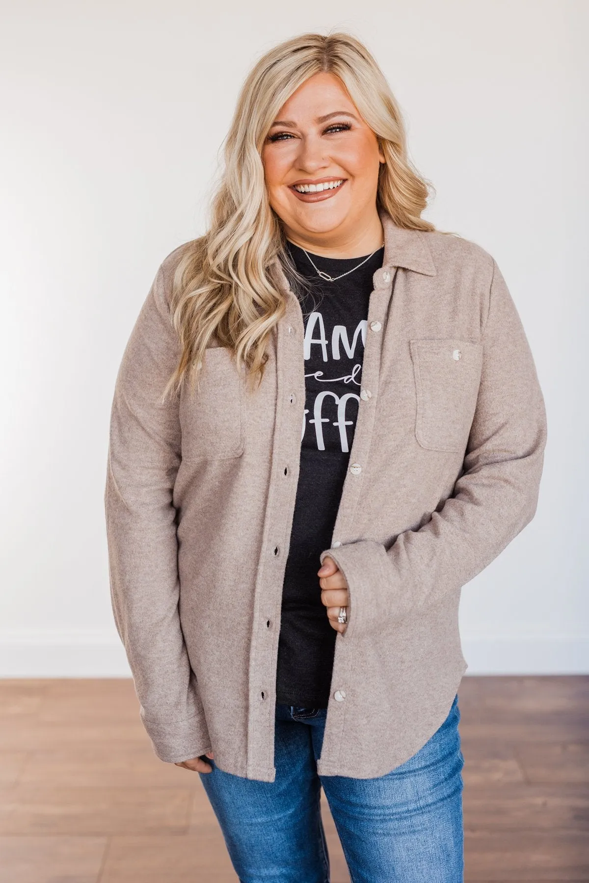 Thread & Supply Free Falling Lightweight Button Down Jacket- Taupe