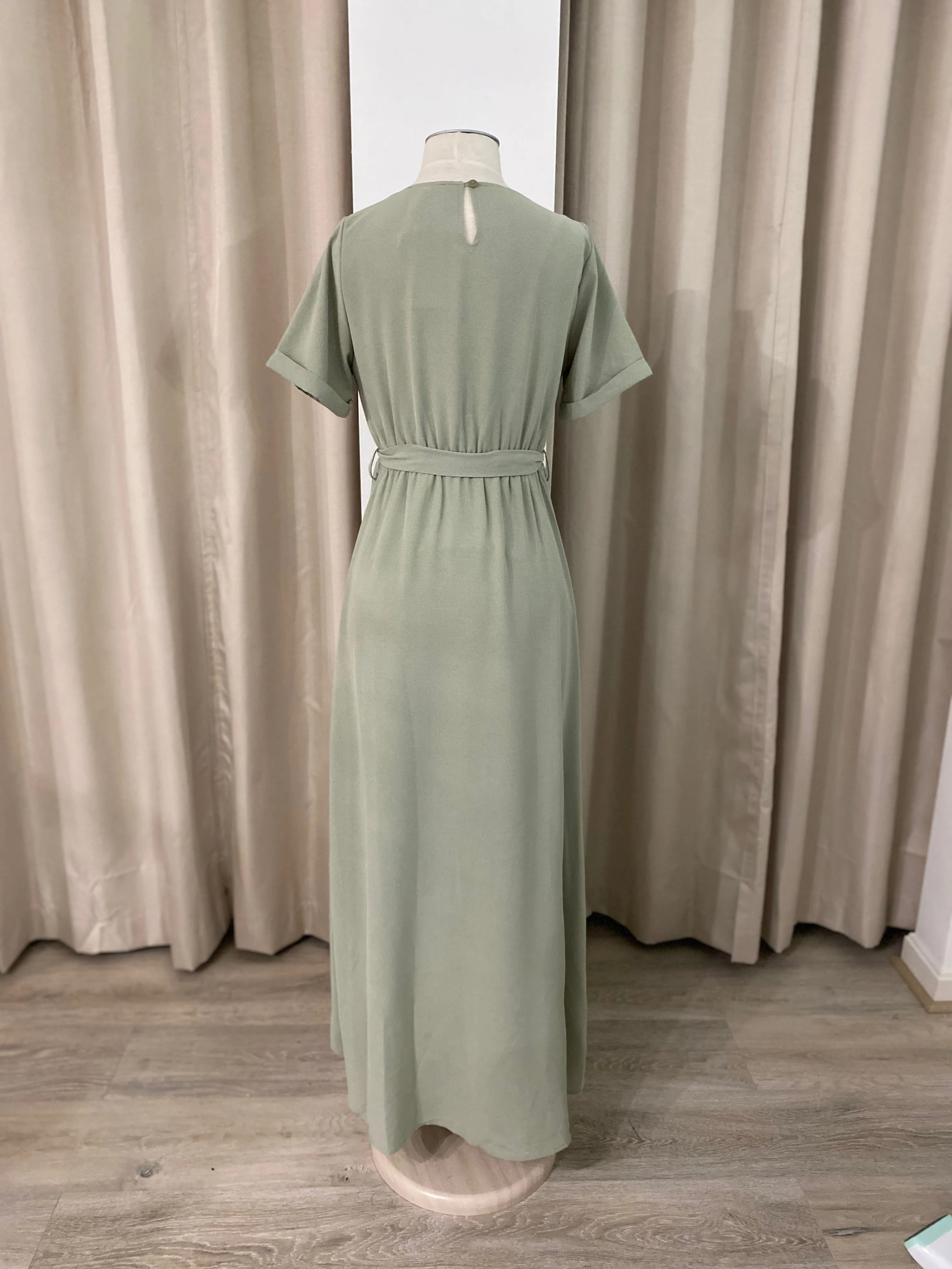 Tie Belt Over Wrap Dress