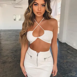 Tied Temptation Crisscross Lace-Up Halter Top