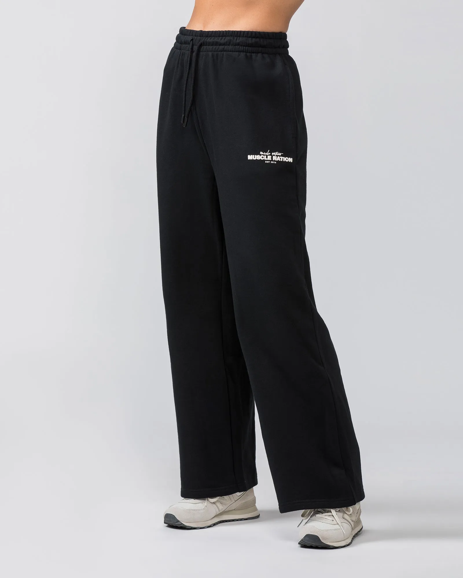 Timeless Wide Leg Trackies - Black