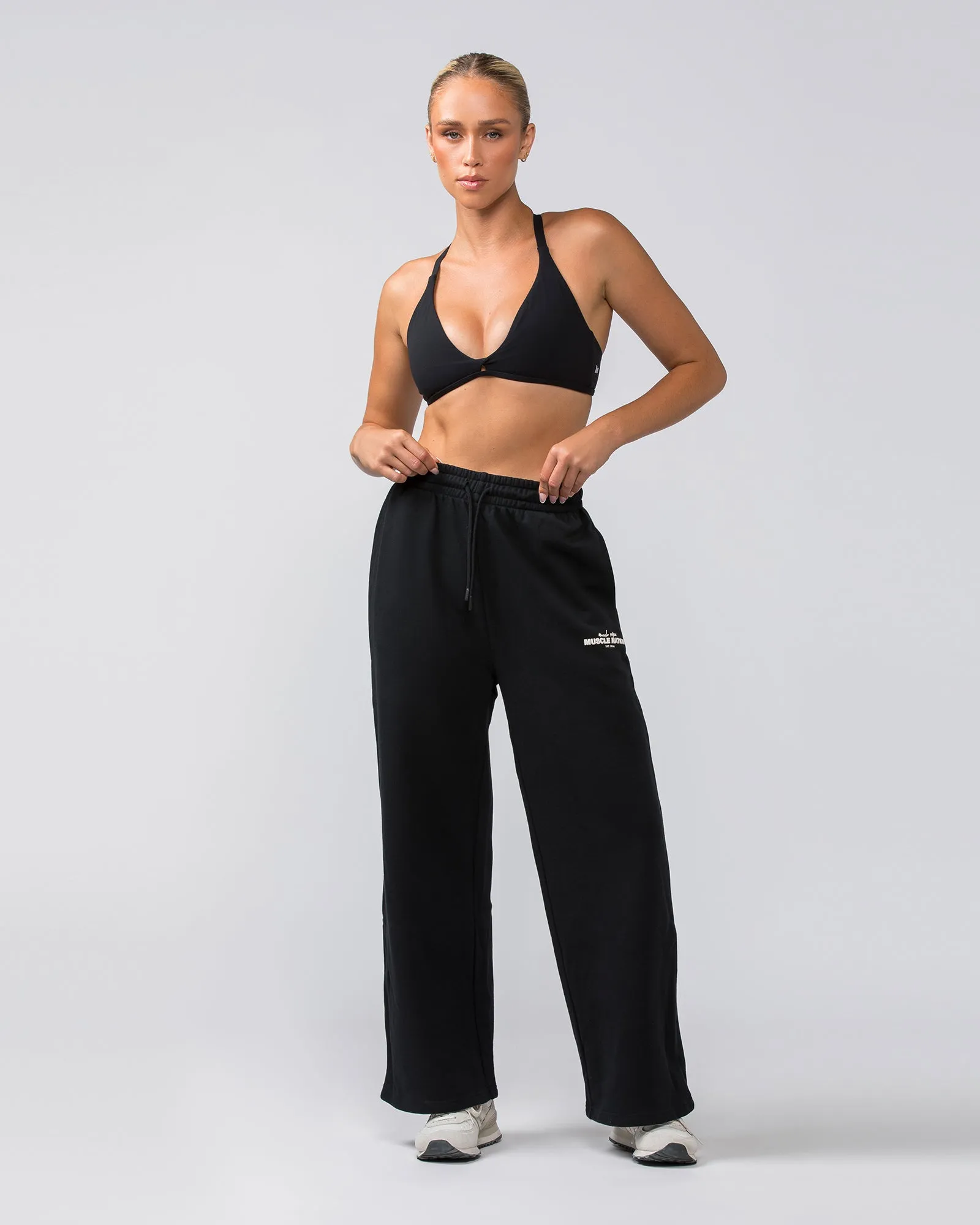 Timeless Wide Leg Trackies - Black