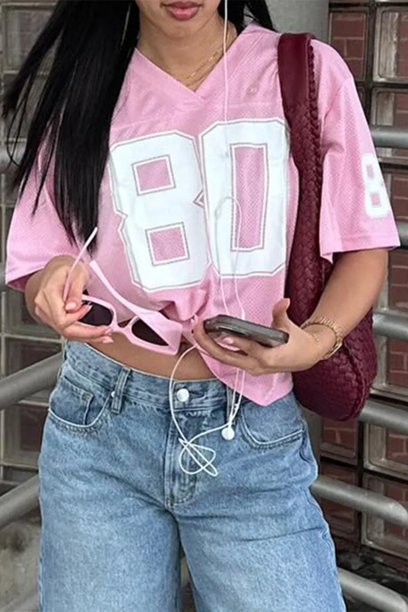 TS3421 Sporty Number T-shirt Top