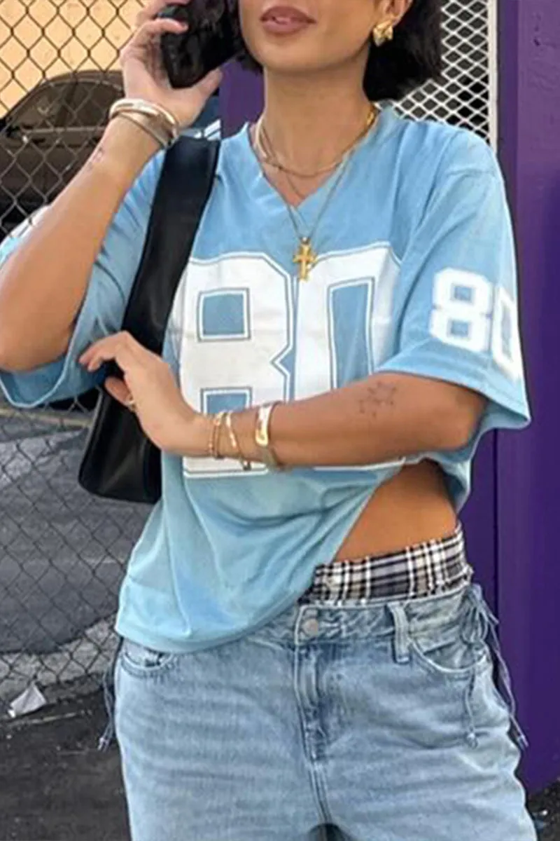 TS3421 Sporty Number T-shirt Top