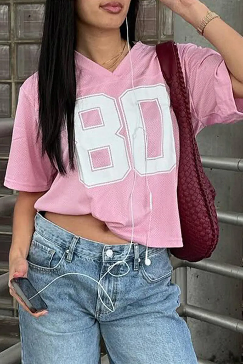 TS3421 Sporty Number T-shirt Top