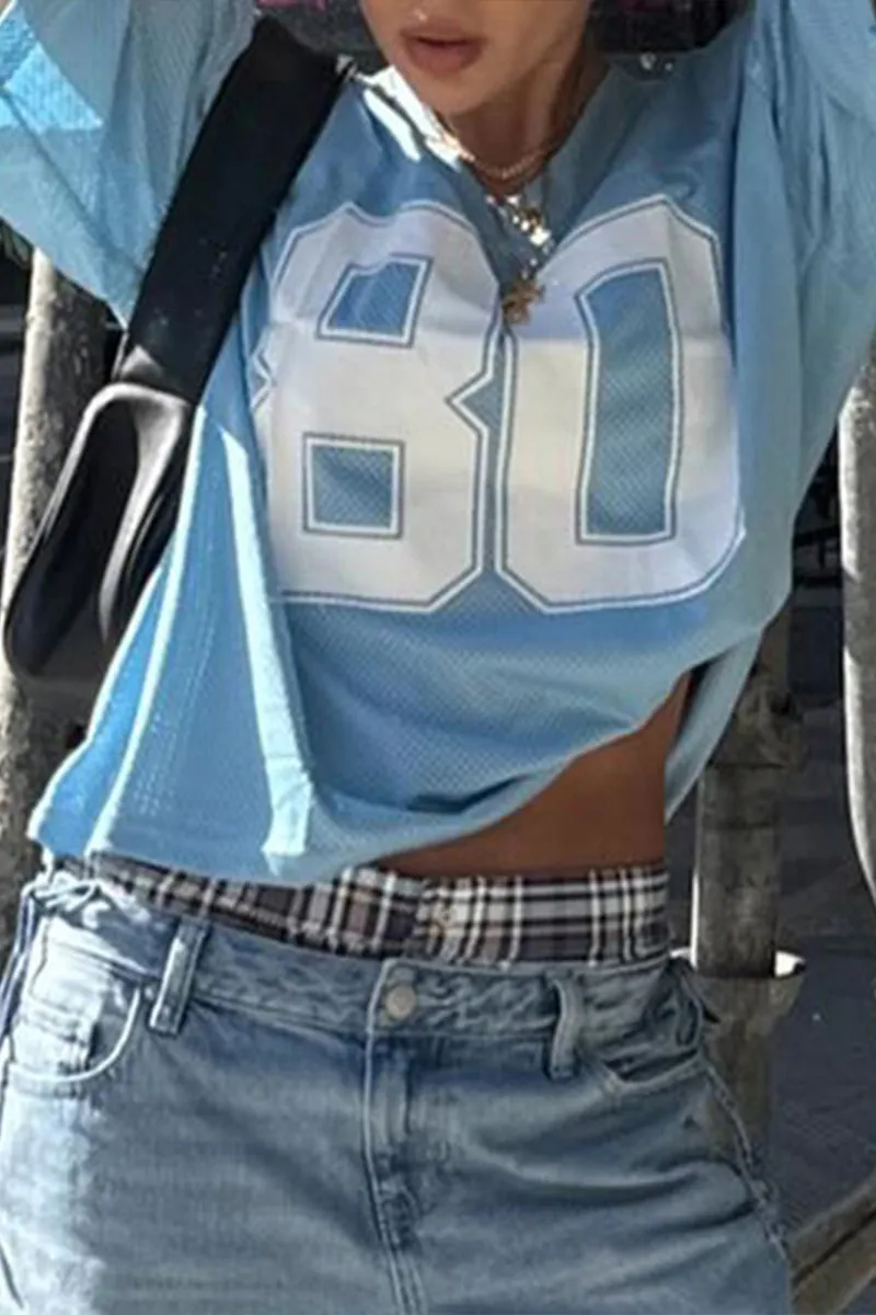 TS3421 Sporty Number T-shirt Top