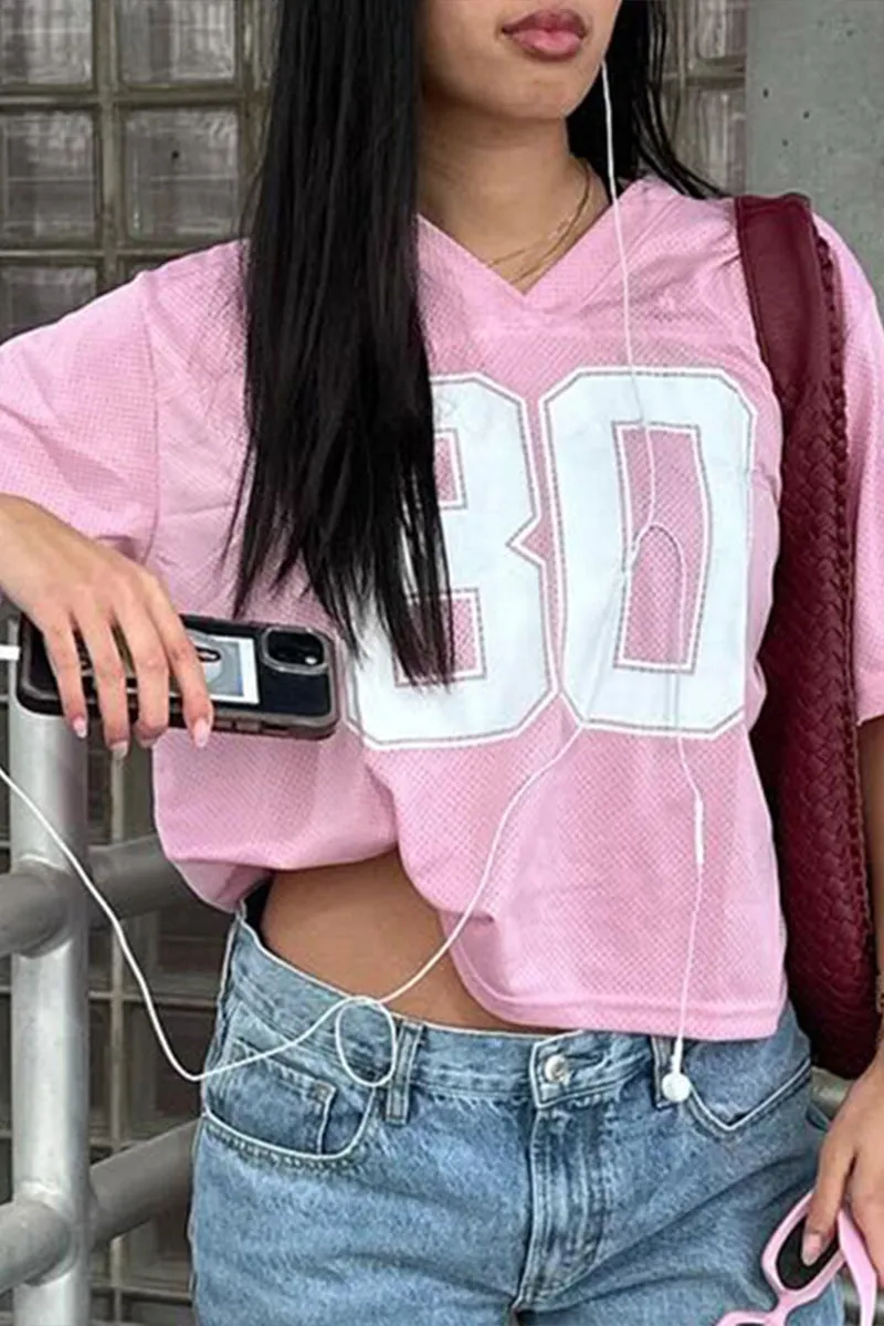 TS3421 Sporty Number T-shirt Top