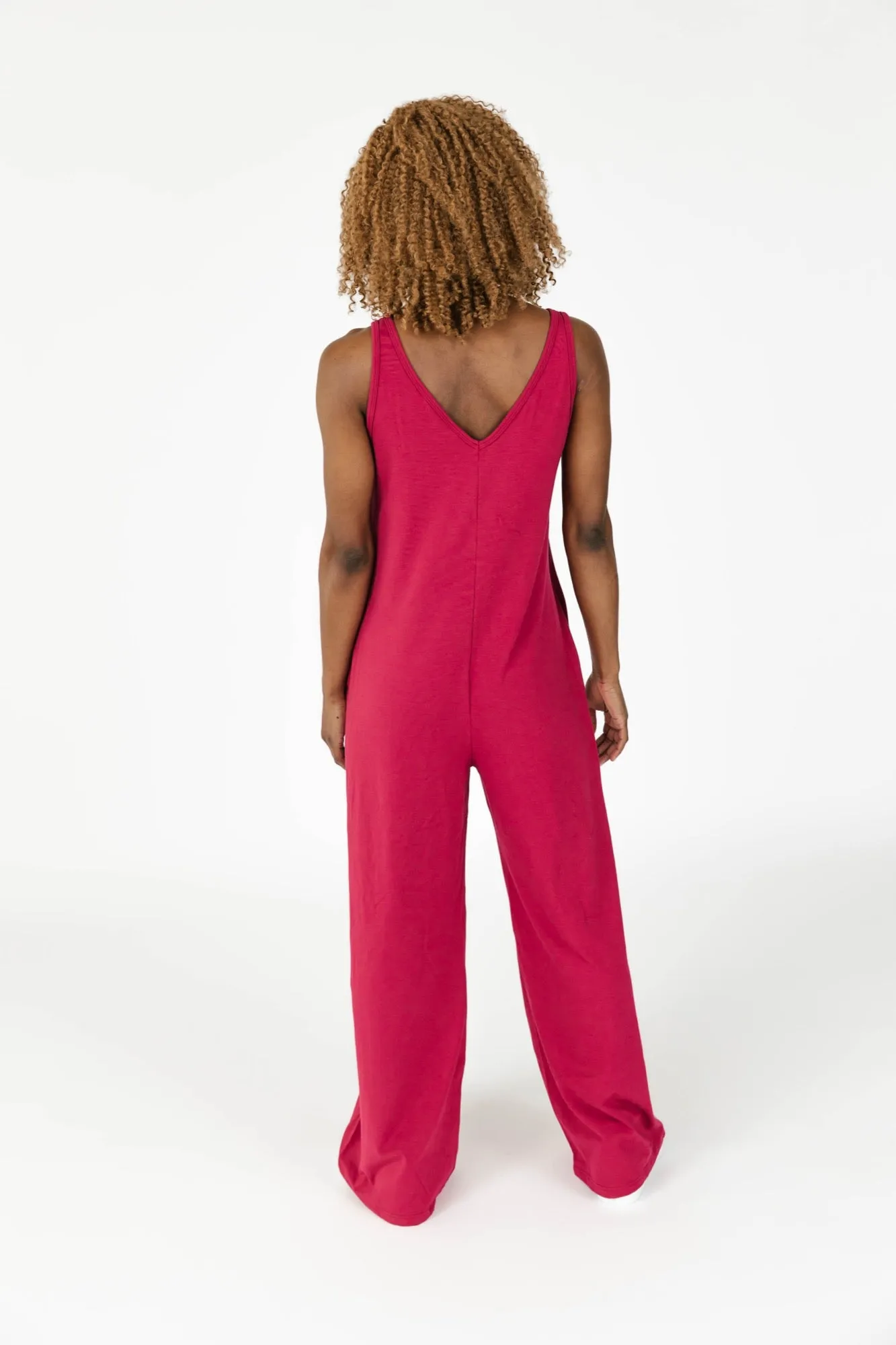 Tuesday Wide Leg Romper in Berry