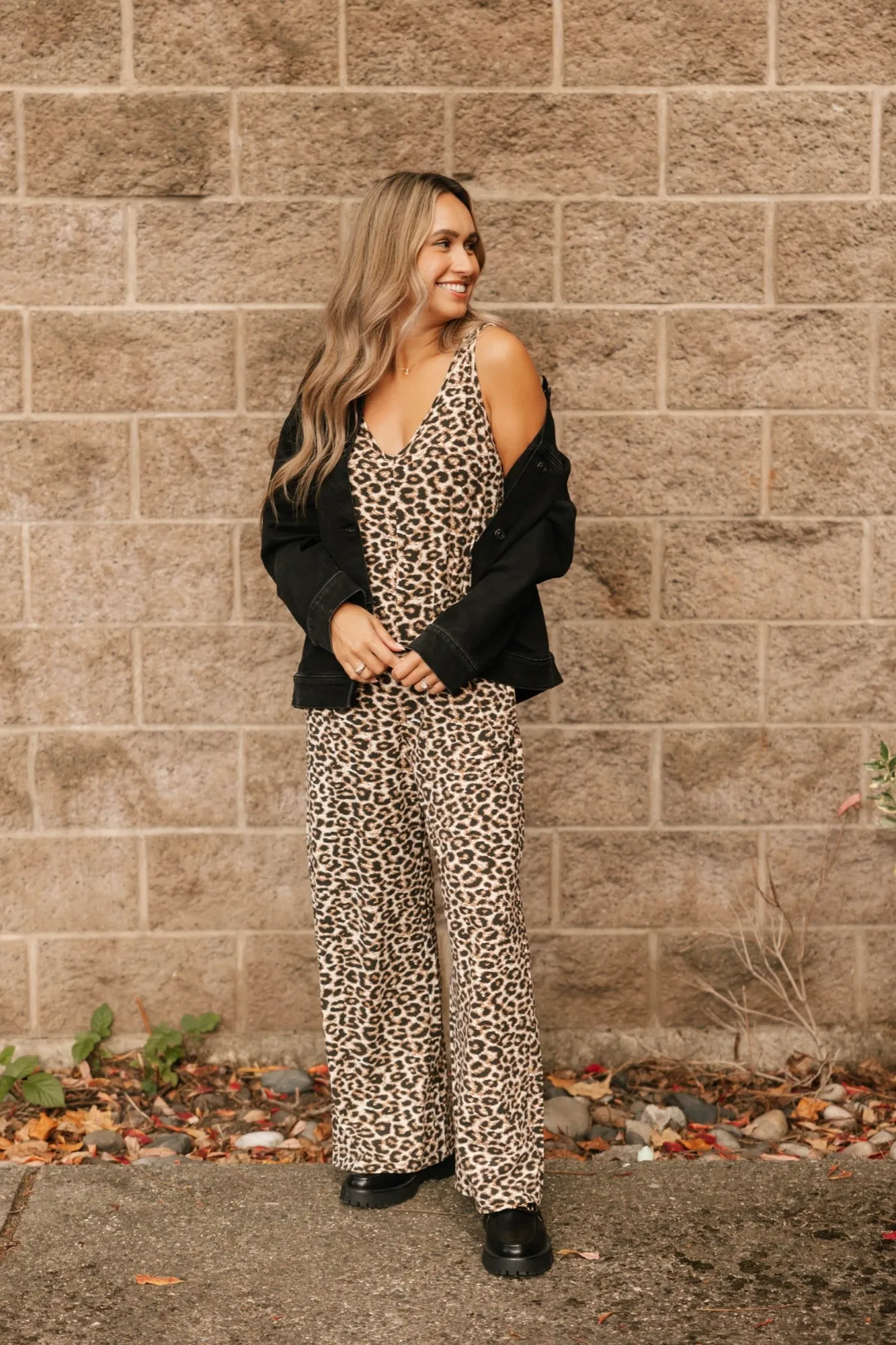 Tuesday Wide Leg Romper in Leopard
