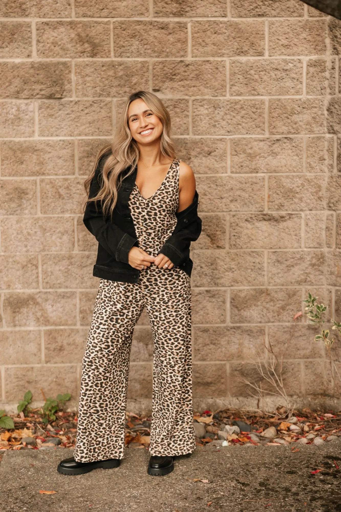 Tuesday Wide Leg Romper in Leopard