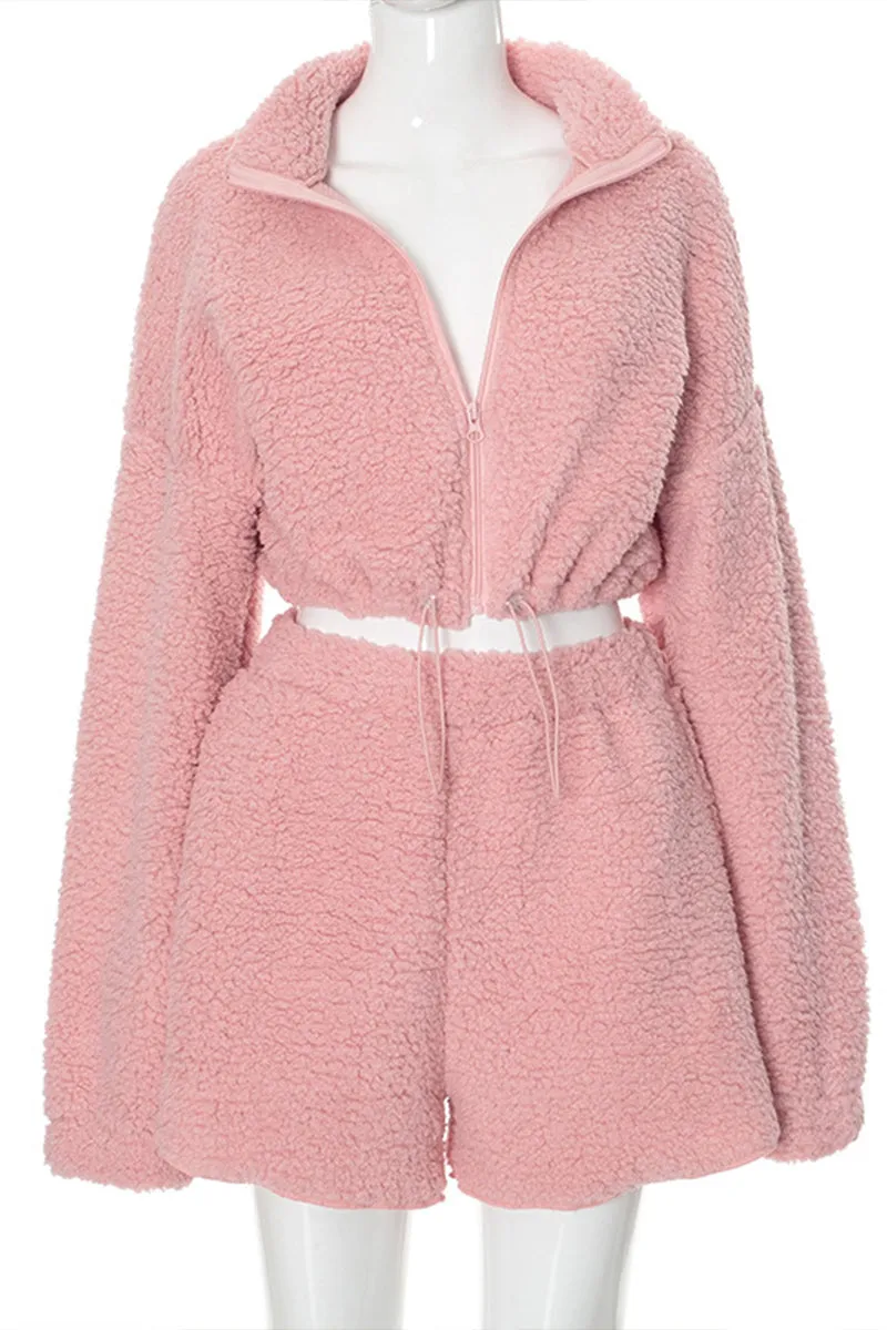 US3161 Fleece Jacket and Shorts Set