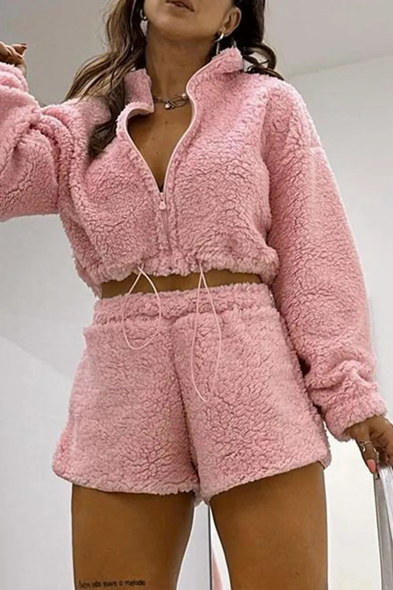 US3161 Fleece Jacket and Shorts Set