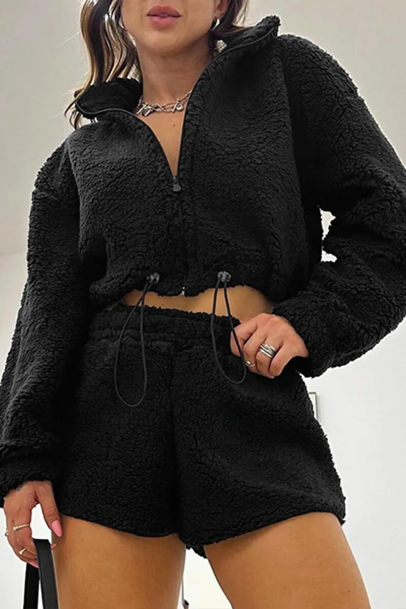 US3161 Fleece Jacket and Shorts Set