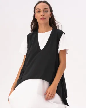 V-Neck Asysemtrical Cotton Pocket Shirt
